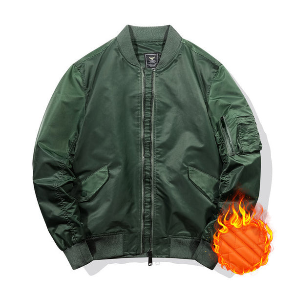 Men's thermally insulated nylon bomber jacket with arm pocket and ribbed cuffs Mune Fashion