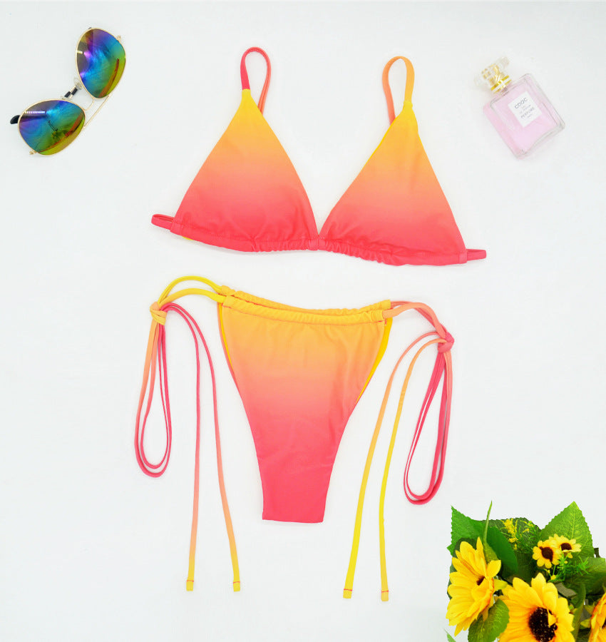 Women's Triangle Bikini with Trendy Ombre Design Mune Fashion