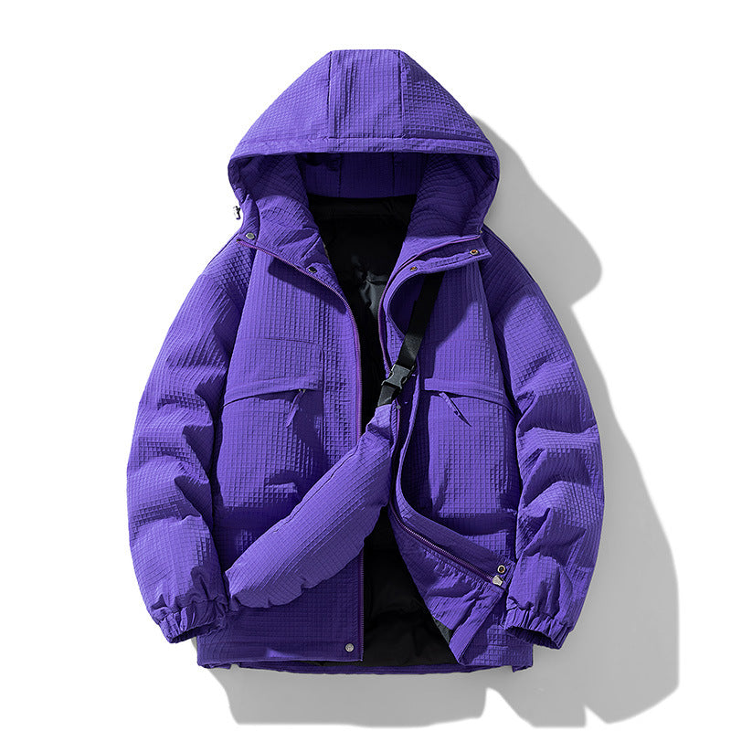Men's Padded Ripstop Parka with Hood Oversized Cut and Integrated Shoulder Bag Mune Fashion