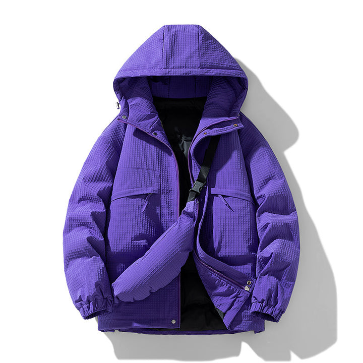 Men's Padded Ripstop Parka with Hood Oversized Cut and Integrated Shoulder Bag Mune Fashion