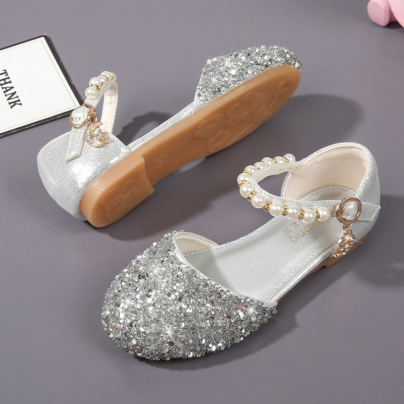 Girls Elegant Ballet Flats with Glitter and Pearls Mune Fashion