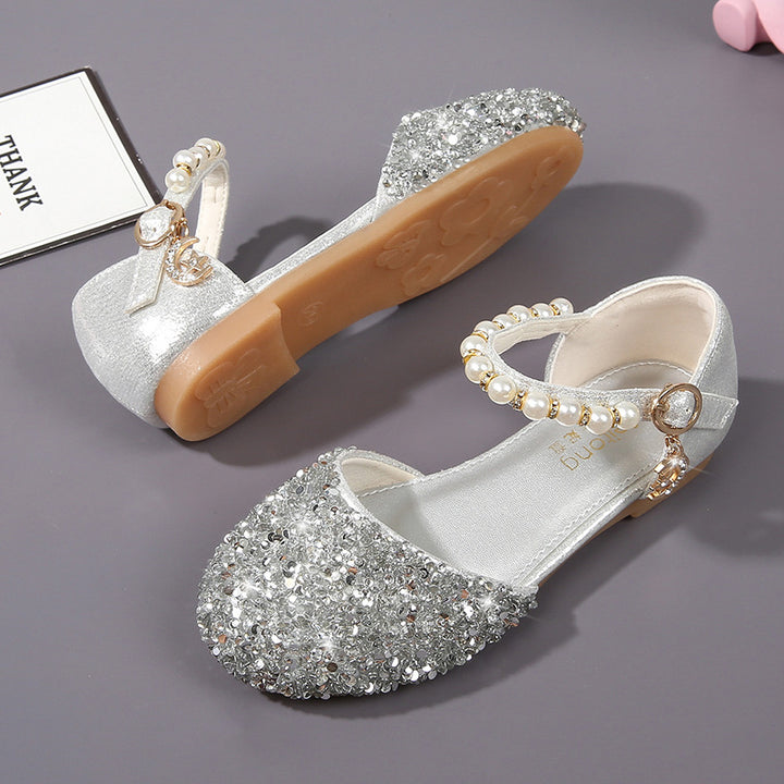 Girls Elegant Ballet Flats with Glitter and Pearls Mune Fashion
