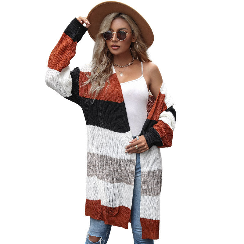 Women's cardigan with block-colored stripes Mune Fashion