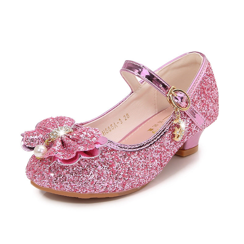 Girls Glittering Ballet Flats with Bow Applique Mune Fashion