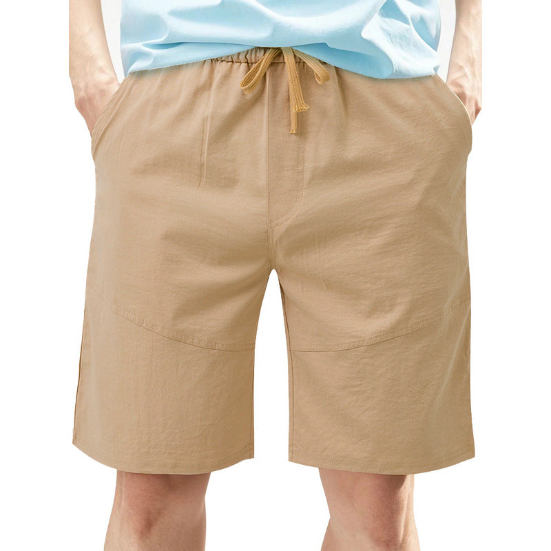 Men's knee-length linen blend shorts with elastic drawstring waistband and side pockets Mune Fashion