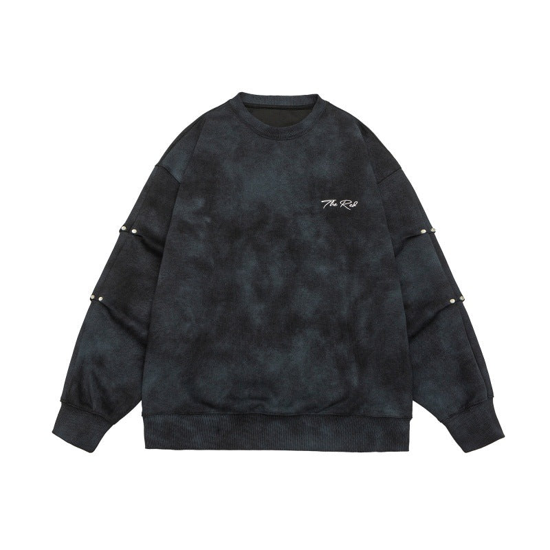 Unisex Oversize Sweatshirt with stonewash effect and sleeve snap buttons Mune Fashion