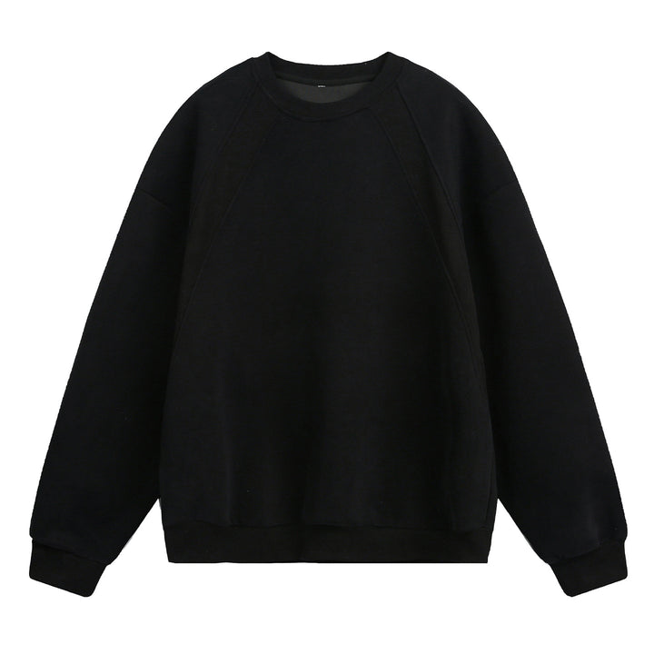 Unisex Oversize Round Neck Sweatshirt made of cotton blend with raglan sleeves and diagonal rib detail Mune Fashion