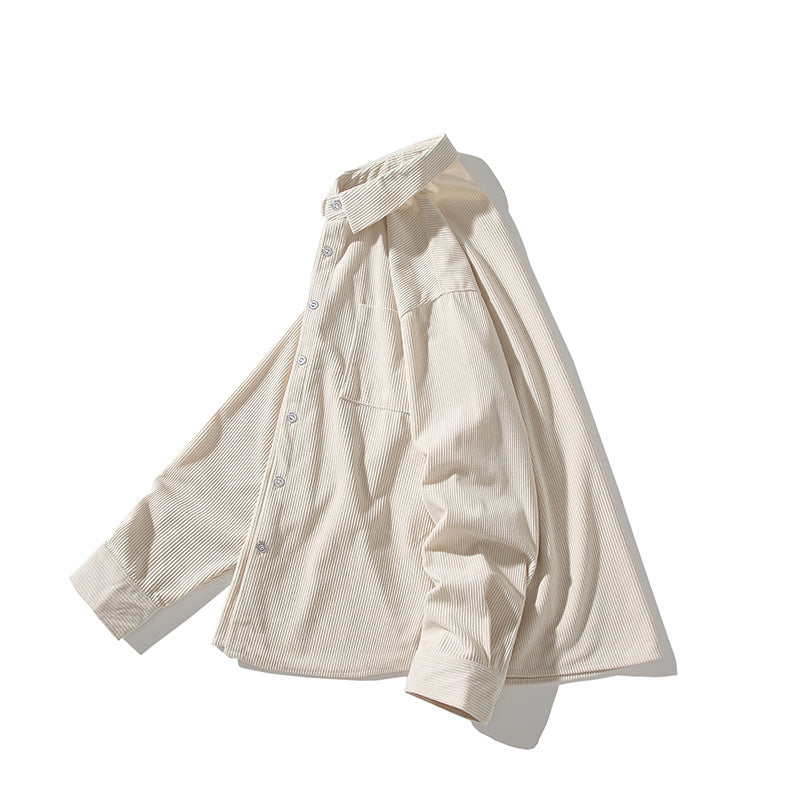 Men's Oversized Corduroy Shirt Jacket with Chest Pocket and Relaxed Fit Mune Fashion
