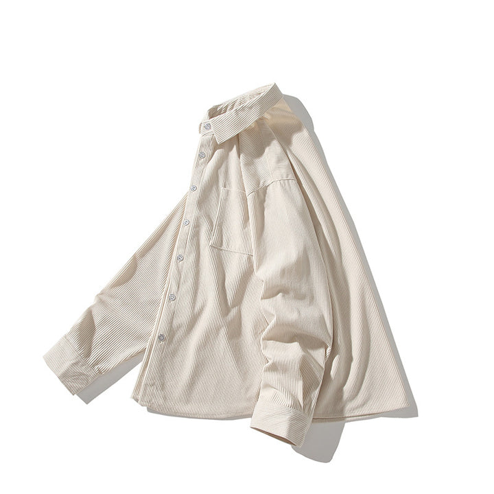 Men's Oversized Corduroy Shirt Jacket with Chest Pocket and Relaxed Fit Mune Fashion