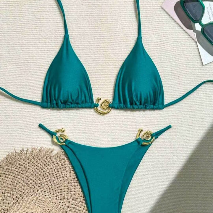 Women's Triangle Bikini with sophisticated Gold Detail Mune Fashion