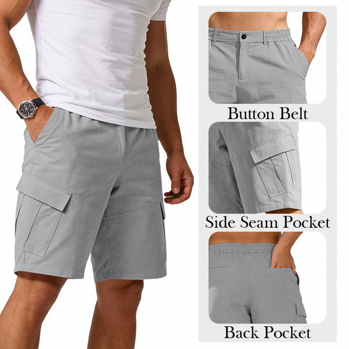Men's button waistband Bermuda shorts with partially elastic back and applied flap pockets Mune Fashion