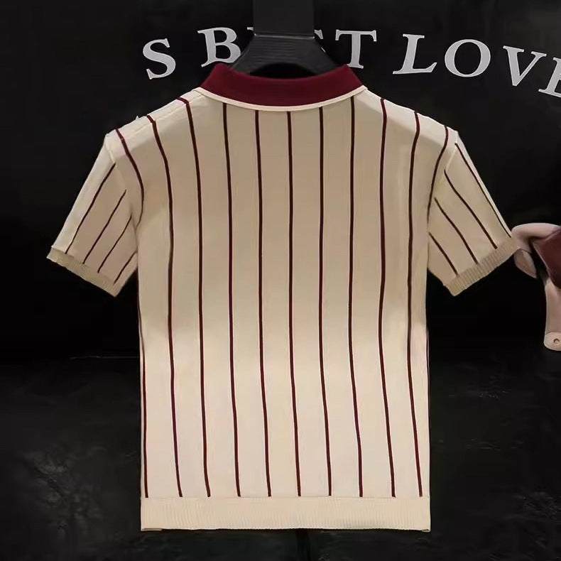 Men Stylish Short Sleeve Knit Shirt Mune Fashion
