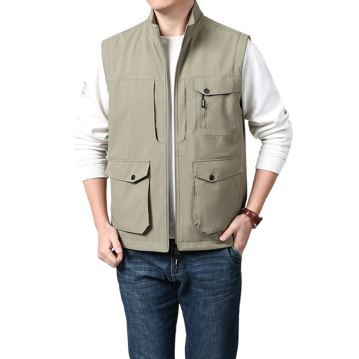 Men's Lightweight Thermo-Fleece Vest with Stand-Up Collar, Front Zipper and Side Pockets Mune Fashion