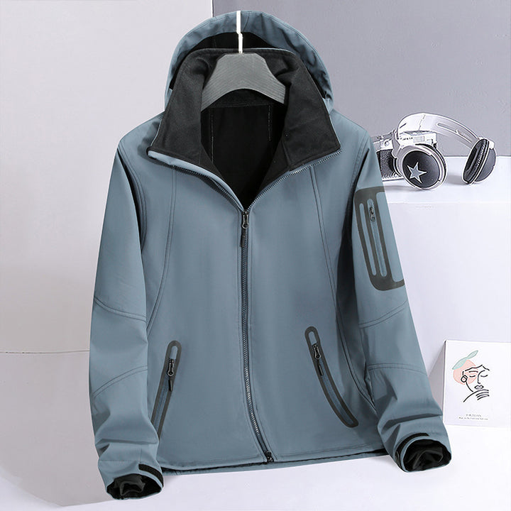 Men's softshell hybrid jacket with hood, sealed zippers, and ergonomic cut Mune Fashion
