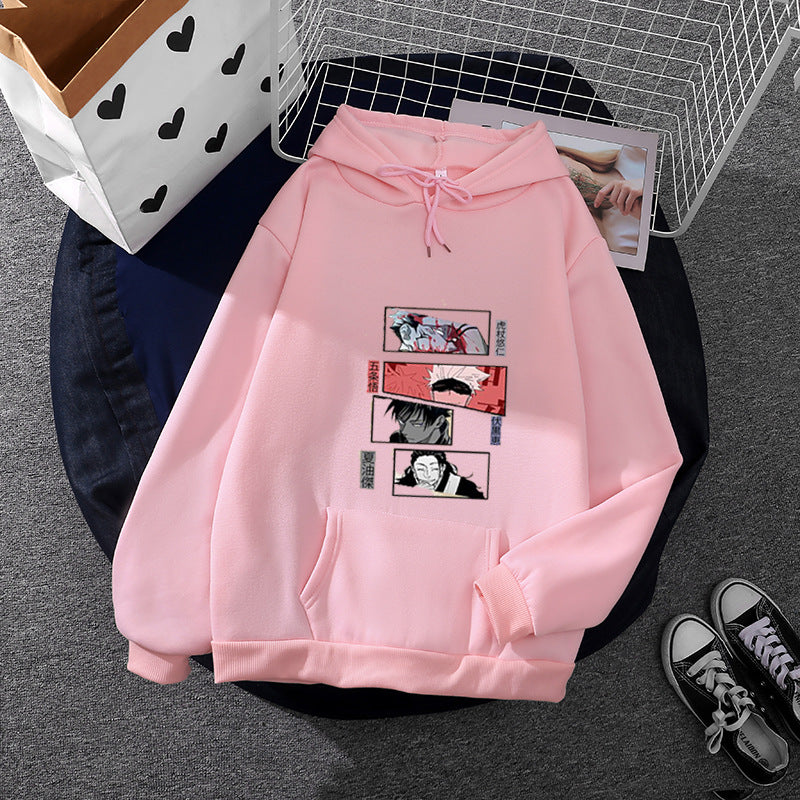 Women Oversize Hoodie with Manga Front Print and Kangaroo Pocket Mune Fashion