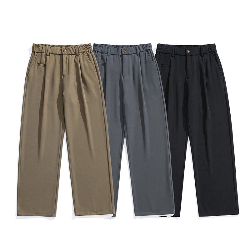 Damen Locker sitzende Bundfalten-Hose mit elastischem Komfortbund und geradem Saum Mune Fashion