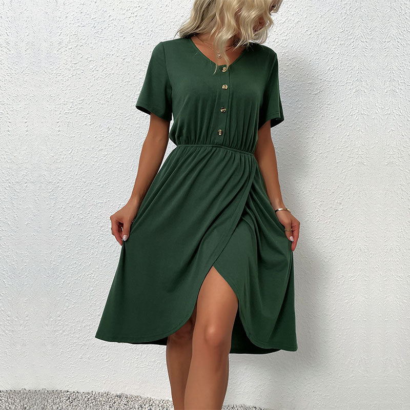 Women Wrap Dress with Button Details Mune Fashion