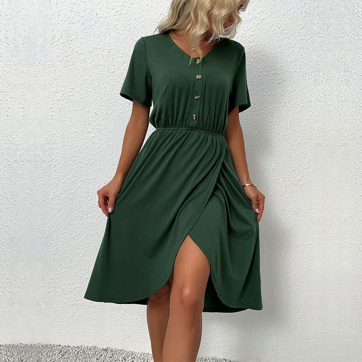 Women Wrap Dress with Button Details Mune Fashion