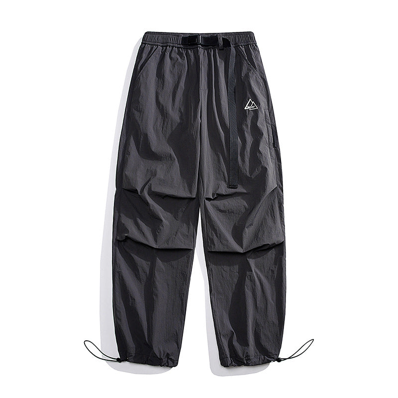 Unisex Loose Nylon Cargo Pants with Elastic Waistband and Ankle Cuffs Mune Fashion