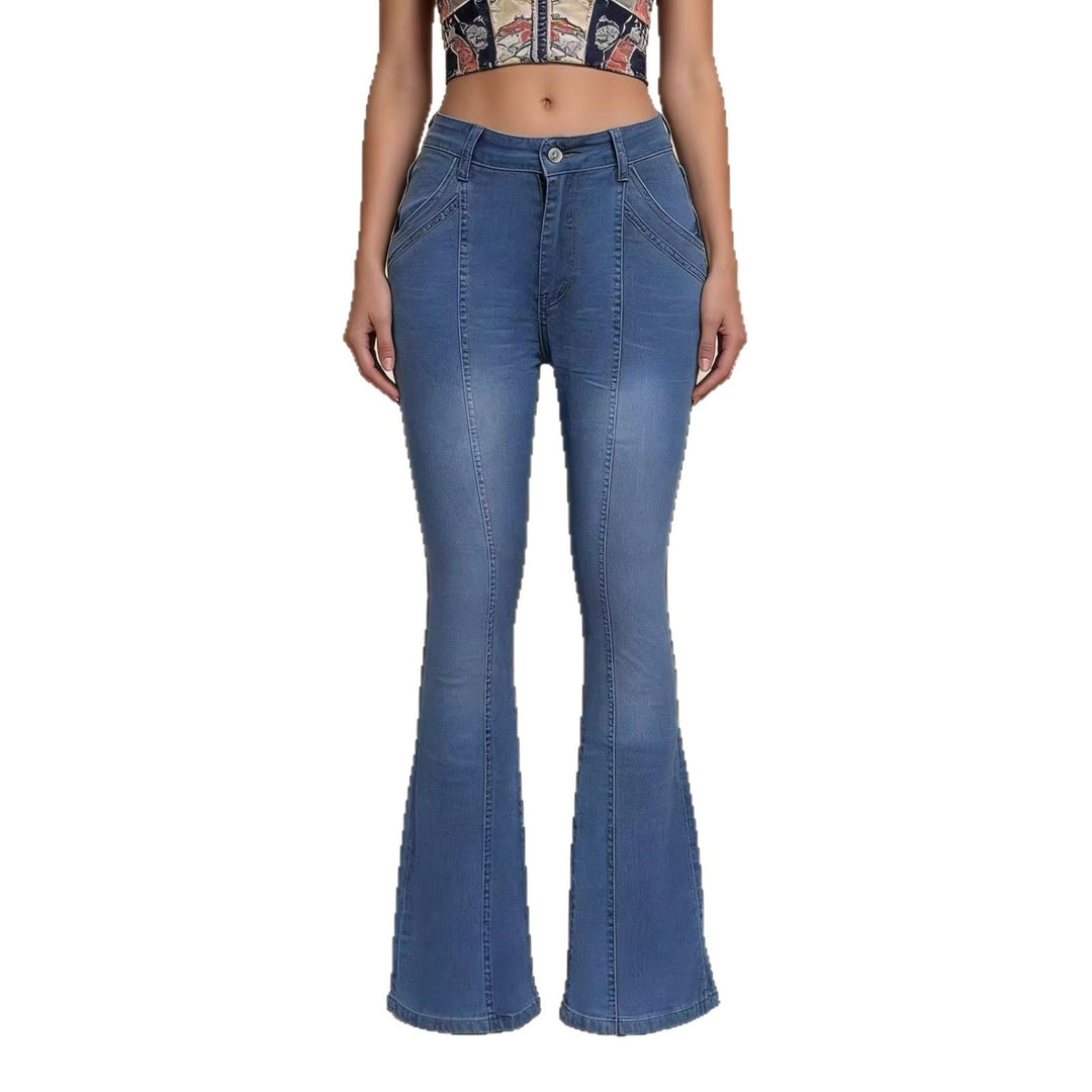 Women's high-waisted fitted flared jeans with central seam and figure-shaping hip area Mune Fashion