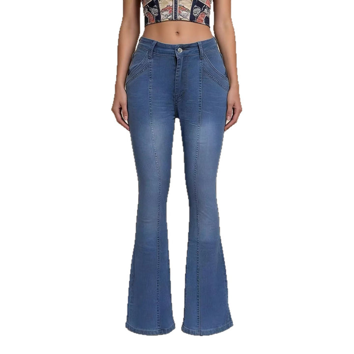 Women's high-waisted fitted flared jeans with central seam and figure-shaping hip area Mune Fashion