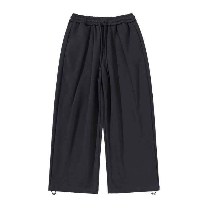 Unisex Wide Cropped Jogging Pants with Drawstring Waistband, Side Pockets and Adjustable Hem