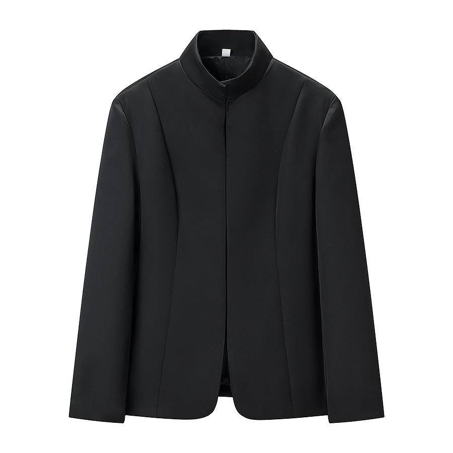 Women's Tailored Blazer Jacket with Stand-Up Collar and Matching Shorts Skirt Set Mune Fashion