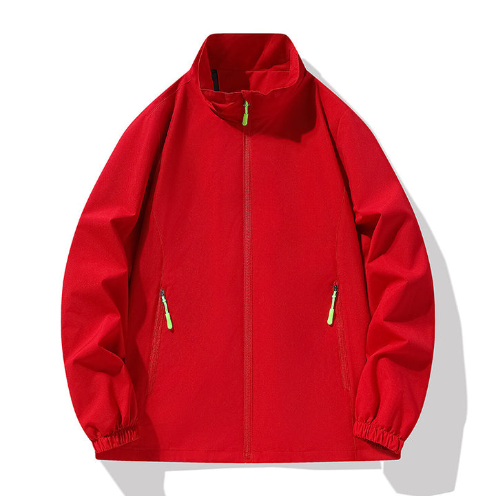 Men's Minimalist Softshell Outdoor Jacket with Stand-Up Collar, Wind and Water Resistant Membrane and Fluorescent Zipper Pulls Mune Fashion