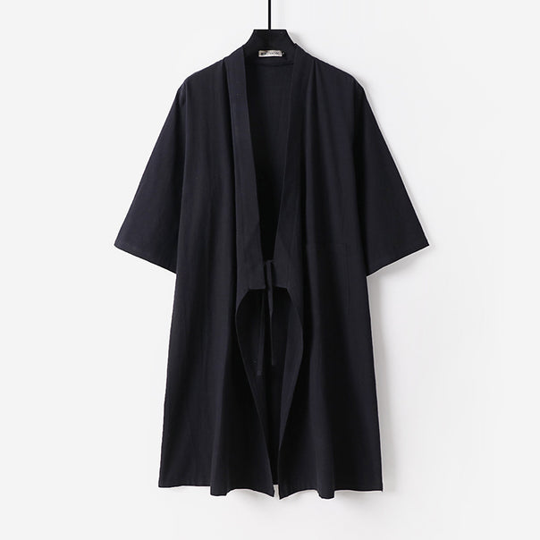 Unisex Oversize Kimono Coat made of cotton blend with tie belt and three-quarter sleeves Mune Fashion