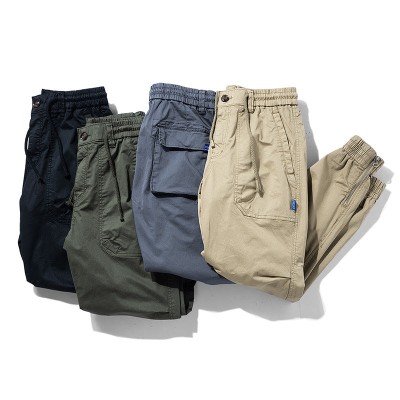 Men's multifunctional cargo jogger pants with elastic comfort waistband, carabiner loop and zipper ankle Mune Fashion