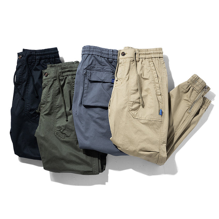Men's multifunctional cargo jogger pants with elastic comfort waistband, carabiner loop and zipper ankle Mune Fashion