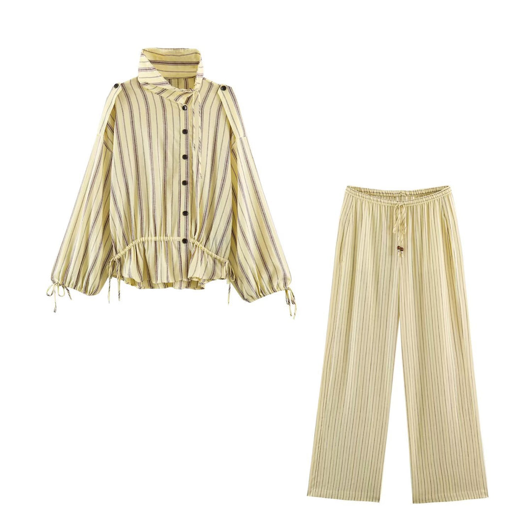Women's Wide Light Lounge Pants with Elastic Waistband and Drawstring Drune