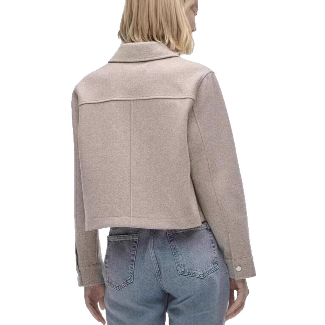 Women's Short Wool Jacket In Classic Style with Patch Pockets Mune