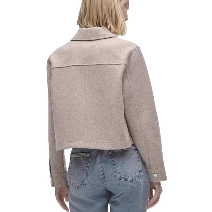 Women's Short Wool Jacket In Classic Style with Patch Pockets Mune