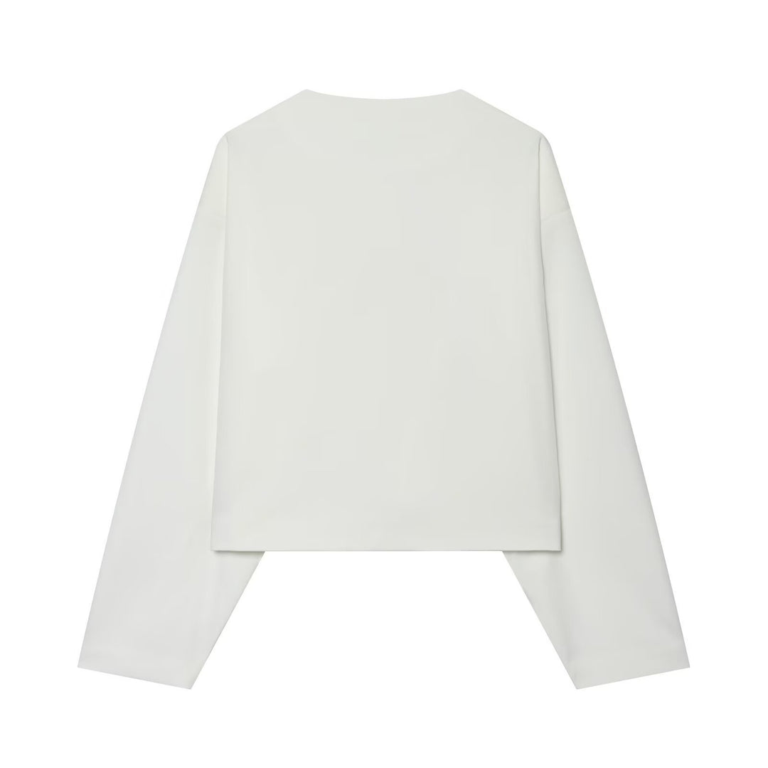 Women's short blazer without collar with decorative buttons and short cropped cut Mune Fashion