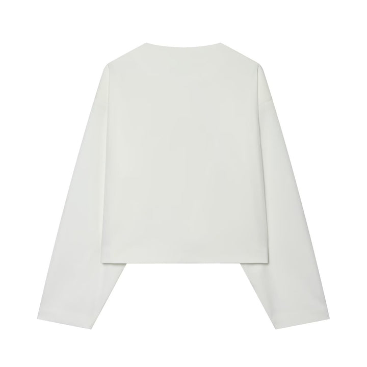 Women's short blazer without collar with decorative buttons and short cropped cut Mune Fashion