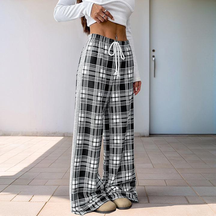 Women Casual Checked Palazzo Pants Mune Fashion