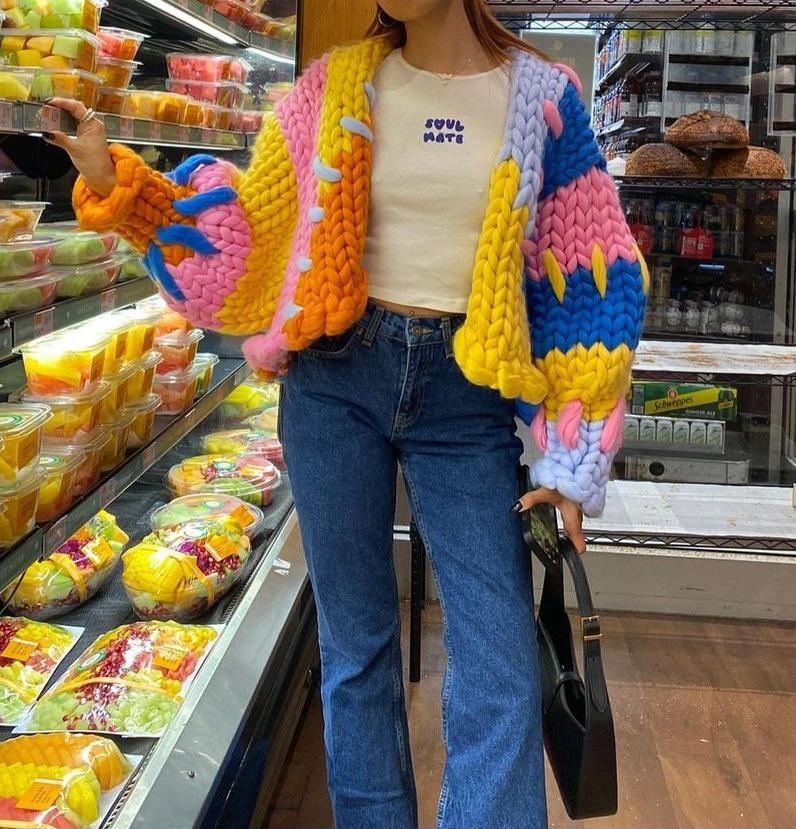 Ladies Fashionable Cardigan with Colorful Design