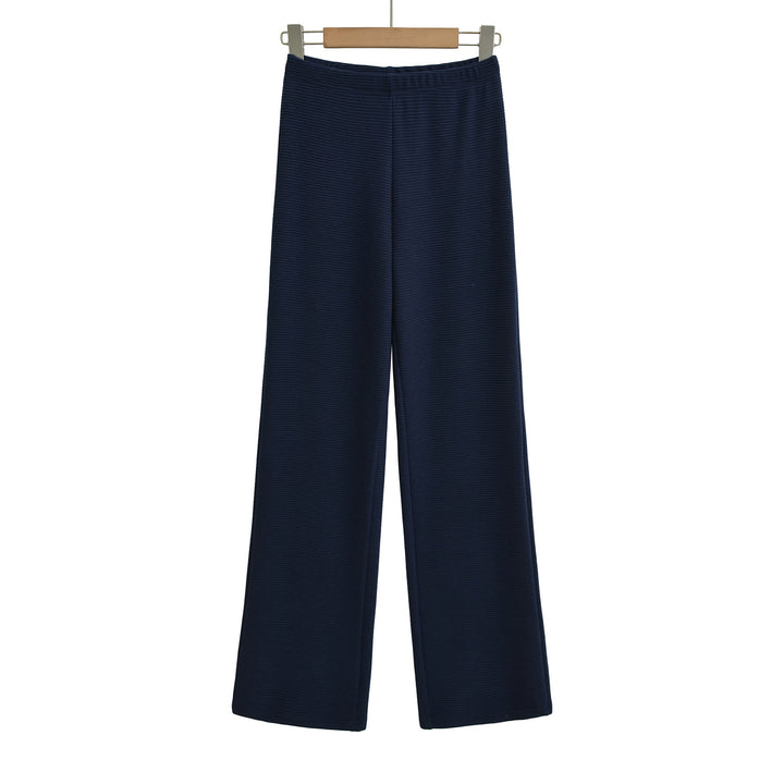 Women's wide knit pants with waffle structure and high waistband Mune Fashion