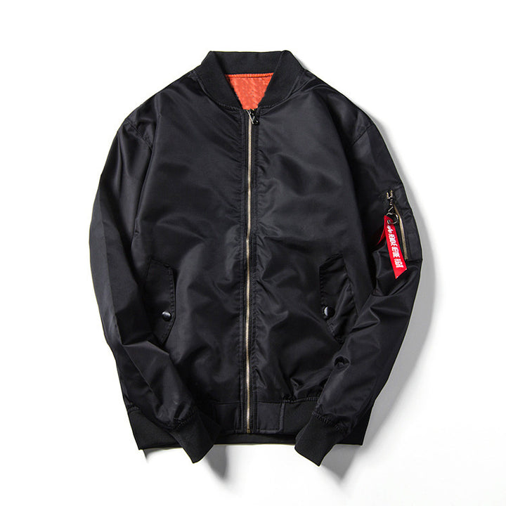 Unisex Lightweight Nylon Flight Jacket with Contrasting Lining and Sleeve Zipper Pocket Mune Fashion