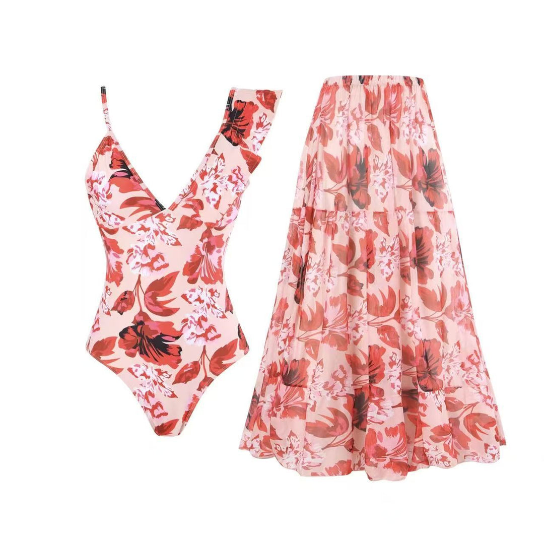 Women’s swimsuit with floral design and matching skirt Mune Fashion