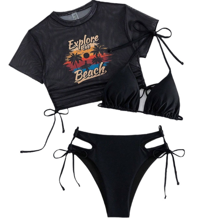 Women's Set with Crop Top and Triangle Bikini Mune Fashion