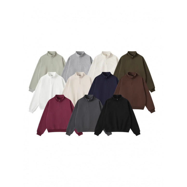 Unisex Oversize-Halfzip-Sweatshirt made of cotton blend with standing collar and ribbed cuffs Mune Fashion