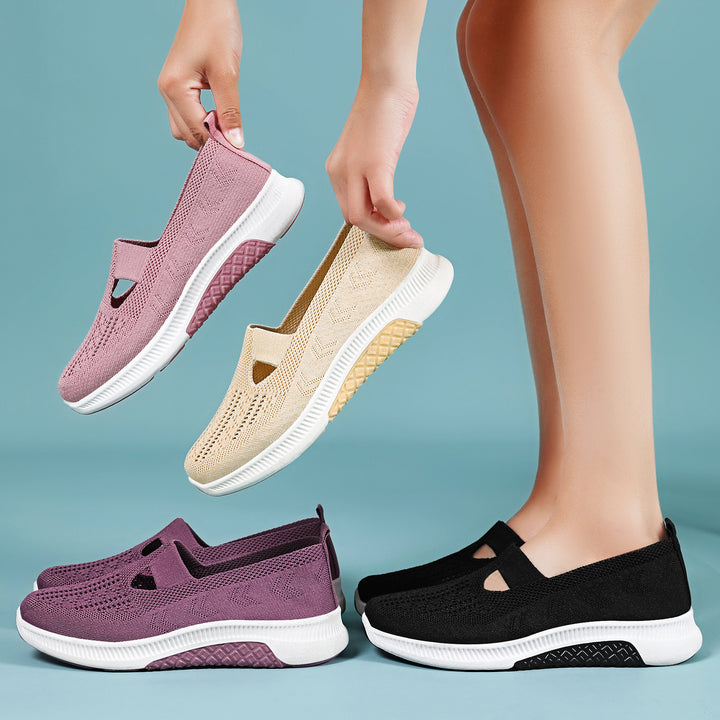 Women's nano elastic knit slippers with perforated breathable mesh and cushioning lightweight sole Mune Fashion