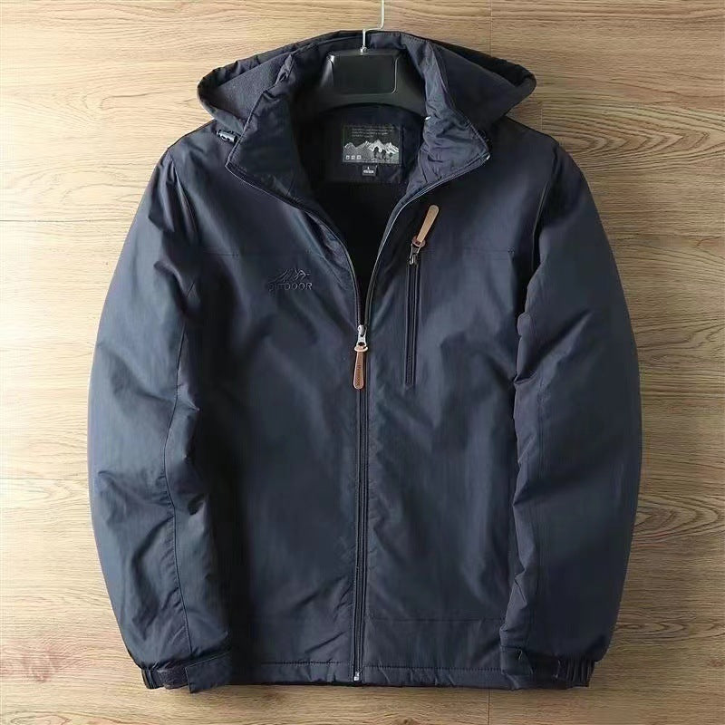Men's Weatherproof Outdoor Jacket with Adjustable Hood Collar Mune Fashion
