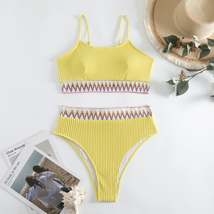 Women Multicolored Patterned High-Waist Bikini Mune Fashion