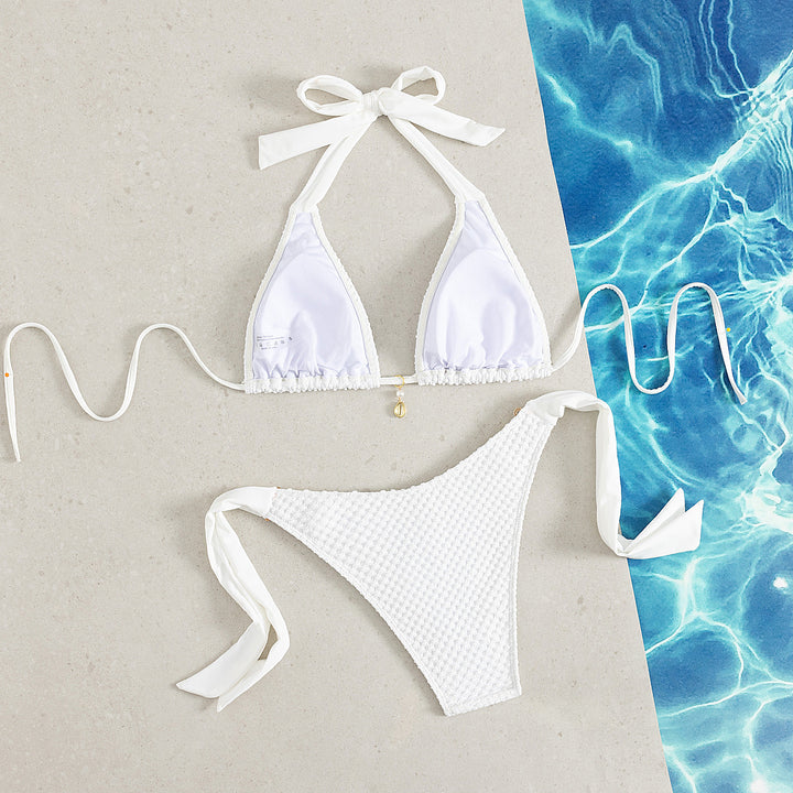 Women's triangle bikini with elegant bows and shell decorations Mune Fashion