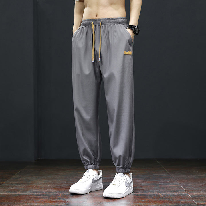 Men's sporty casual pants with adjustable waistband and side pockets