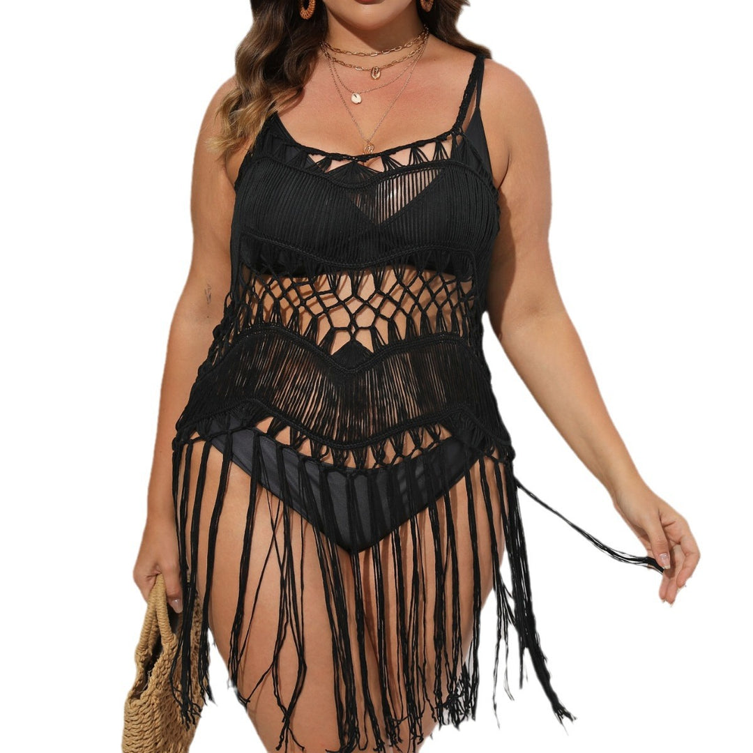 Women's Crochet Beach Cover-Up with Fringed Design Mune Fashion
