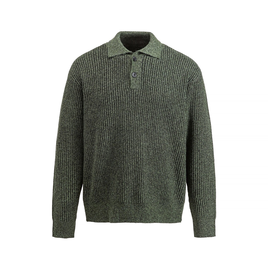 Men's knit sweater with polo collar and distinctive ribbed structure Mune Fashion